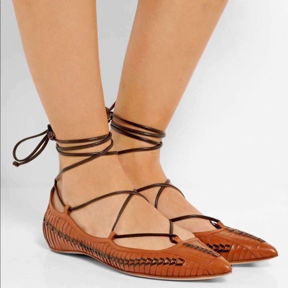 DANIELE MICHETTI Lace-up leather point-toe flats